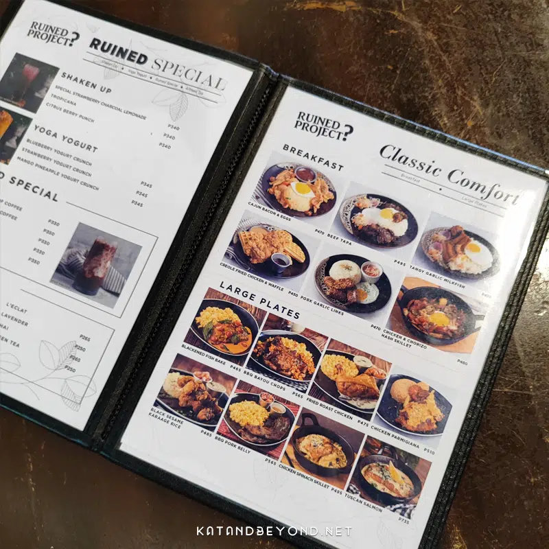 Explore The Ruined Project, Tagaytay Menu · Kat&Beyond