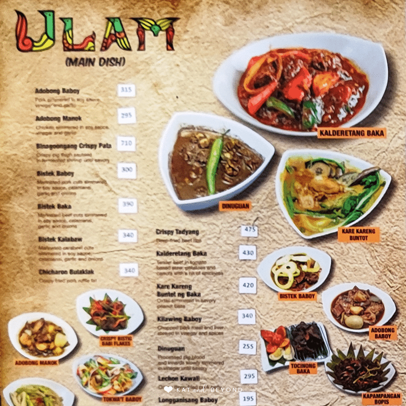 MATAM-IH Pampanga Restaurant Menu